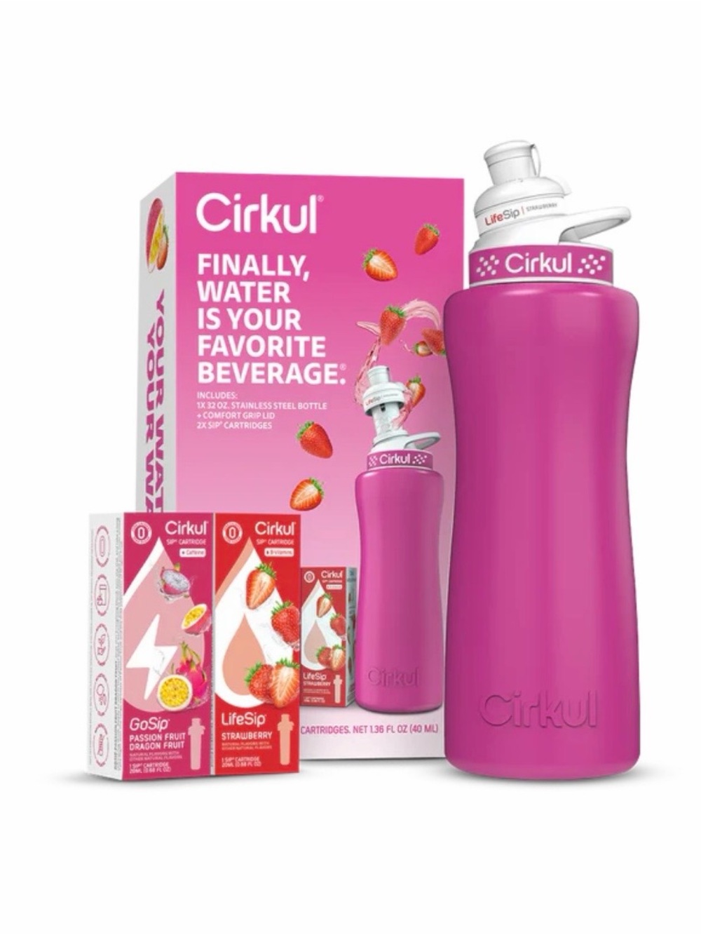 Cirkul Pink Flavor-Infusing Water Bottle